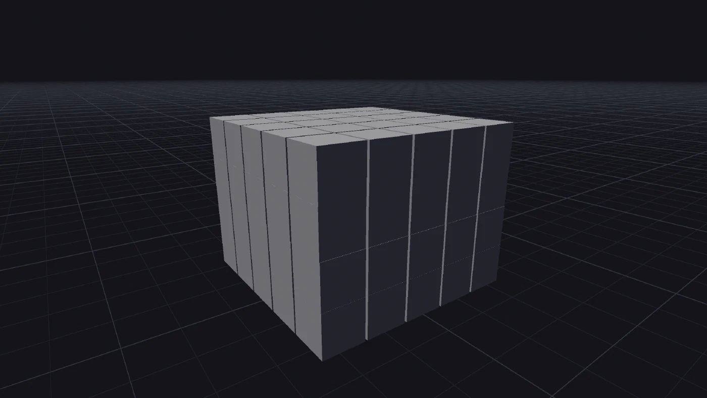 A grid of boxes with the world grid underneath.