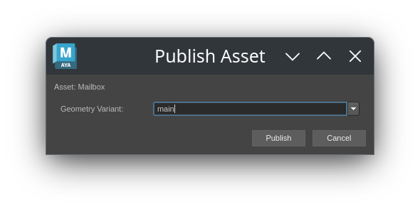 The Maya publish dialog. One button exports, runs the Houdini build, and registers the publish in ShotGrid.